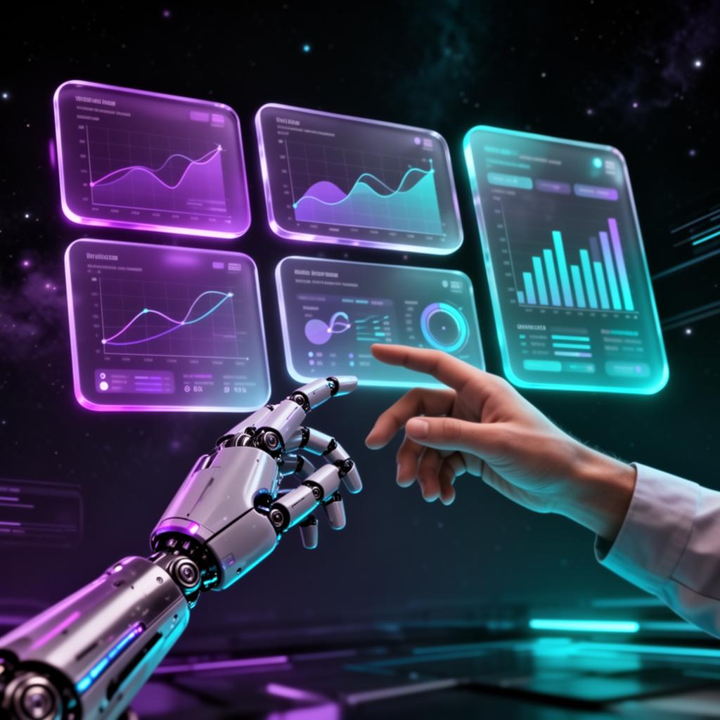 Painel administrativo Orizon com gráficos holográficos